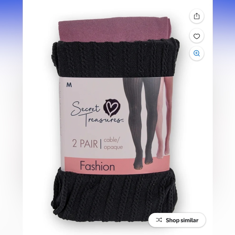 Secret Treasures Opaque Cable Tight, 2pair, Black/Muave